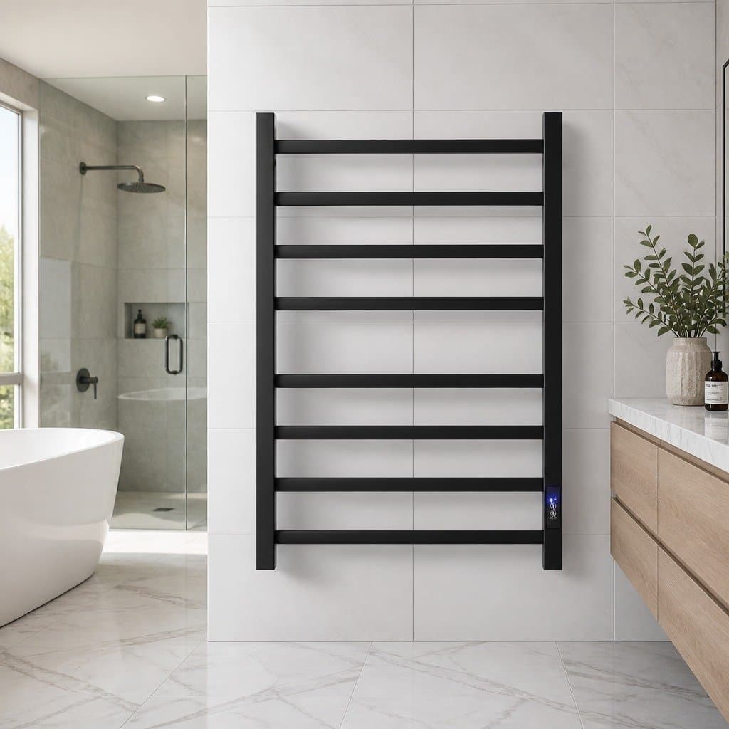 Heated Towel Rail with 8 Square Bars and Timer
