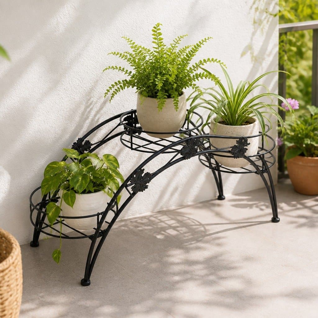 3-Tier Metal Plant Stand for Indoor and Outdoor Use