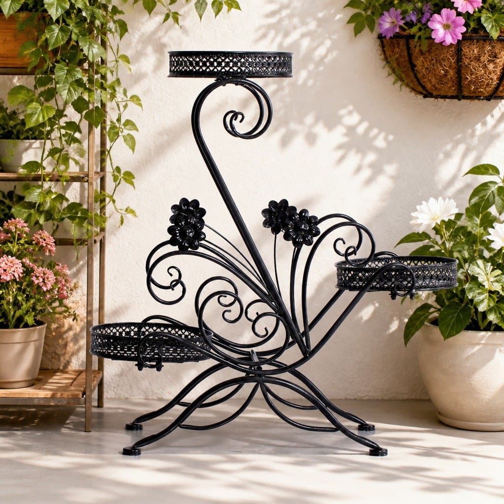 3-Tier Metal Plant Stand for Indoor and Outdoor Use