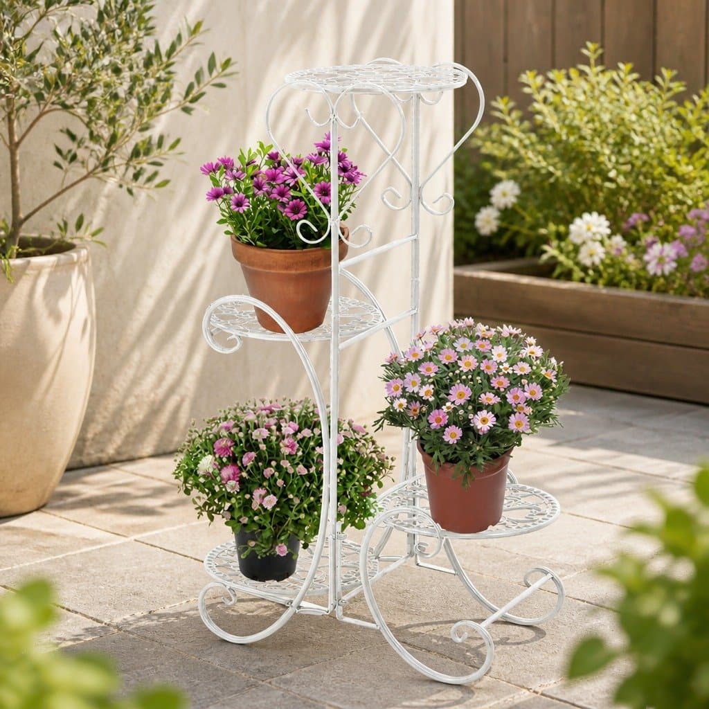 4 Tier Metal Plant Stand for Indoor and Outdoor Use