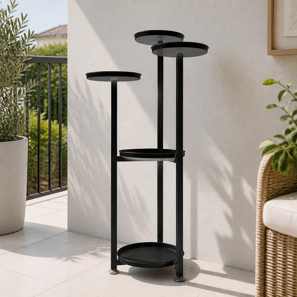 5-Tier Metal Plant Stand for Indoor/Outdoor Use