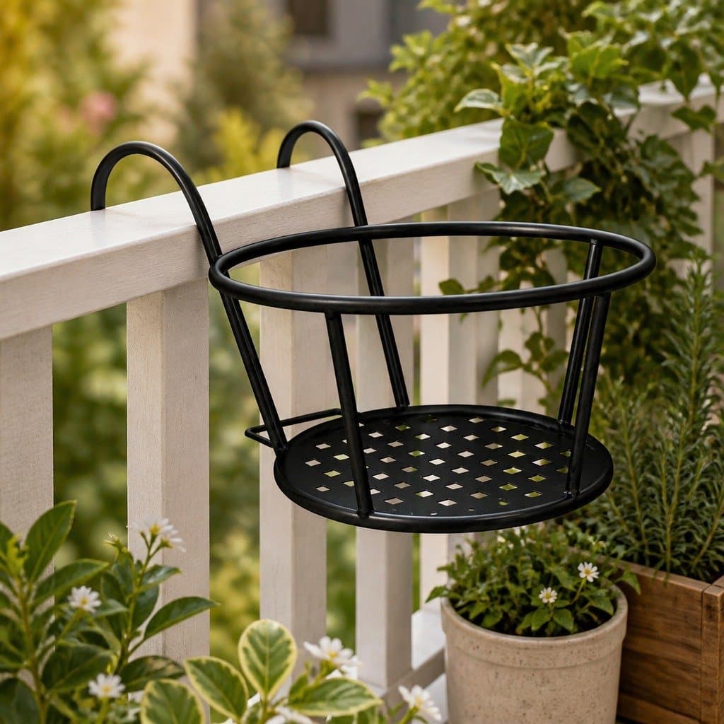 Black Steel Hanging Plant Holder with 10kg Capacity