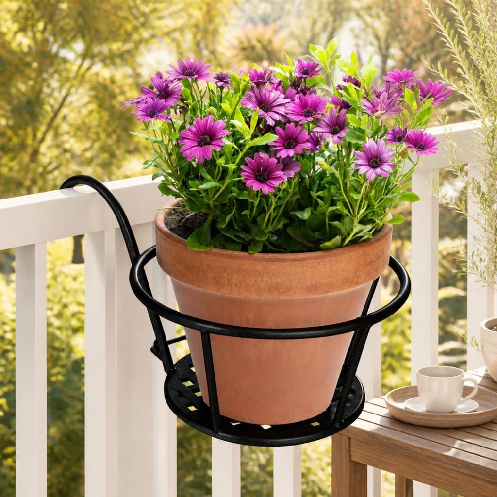 Black Steel Hanging Plant Holder with 10kg Capacity