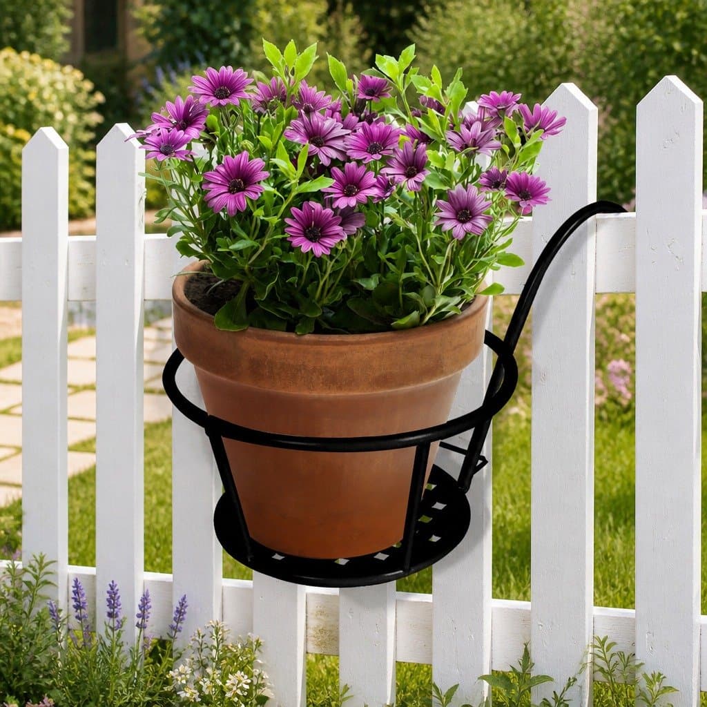 Black Steel Hanging Plant Holder with 10kg Capacity