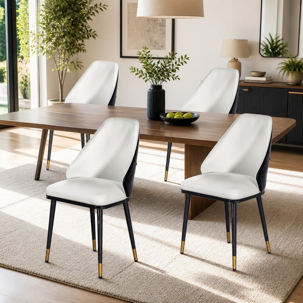 Dining Chairs Set of 4 PU Leather Seat Modern Kitchen Lounge Furniture