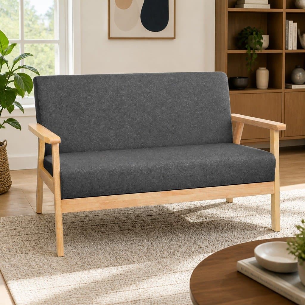 Grey 2-Seater Sofa Armchair with Scandinavian Flair