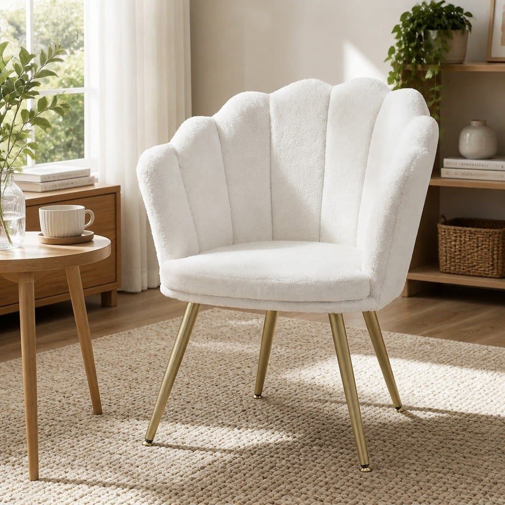 Teddy Fleece Armchair with Scallop Shell Back