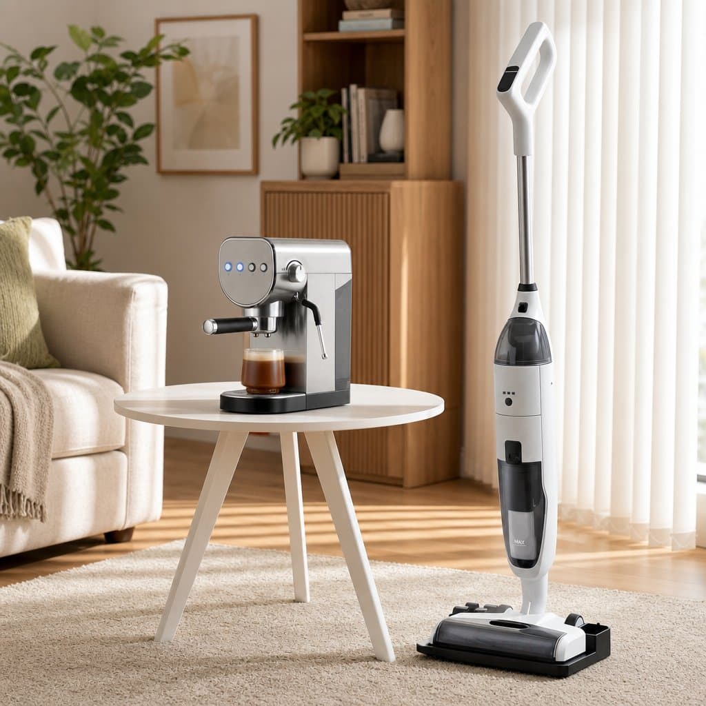 Cordless Wet Dry Vacuum Mop & Espresso Machine Set