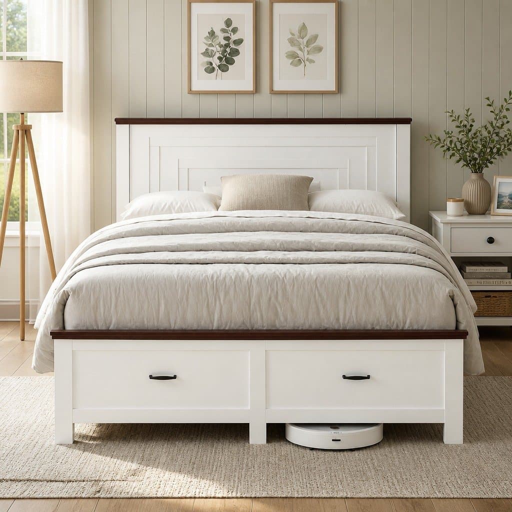 Double Bed Frame with Headboard and Storage Drawers