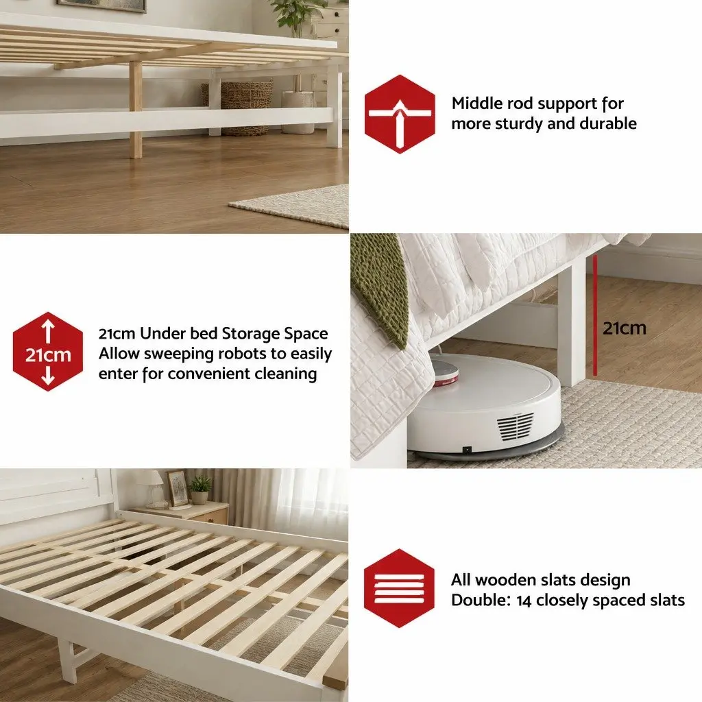 Double Bed Frame with Headboard and Storage Drawers