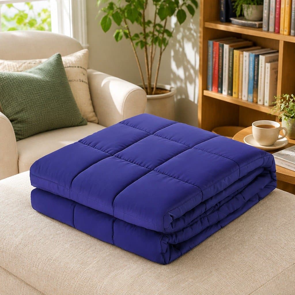 Navy Blue Weighted Blanket 6.8kg for Comfort