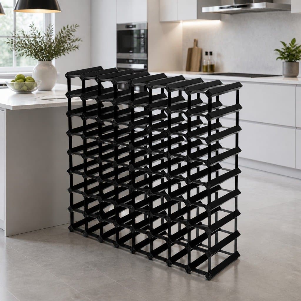 72-Bottle Wine Rack in Black Timber and Steel