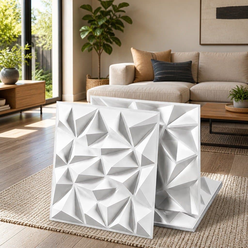 3D Diamond Pattern PVC Wall Panels 50x50cm Set of 15