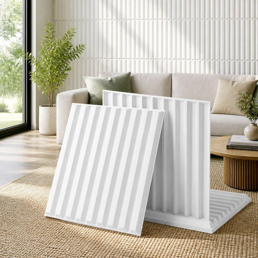 3D Vertical PVC Wall Panels White Set of 15