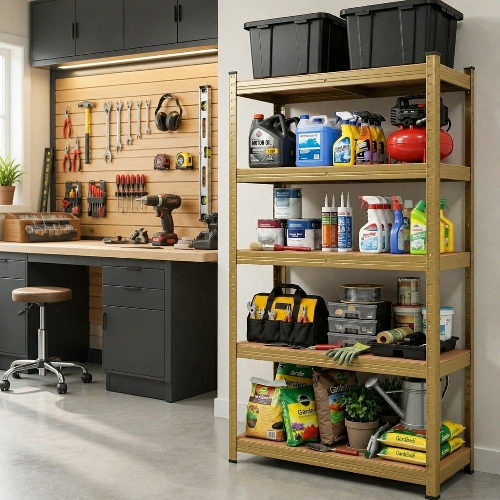 Heavy Duty 5-Tier Garage Shelving Rack in Yellow