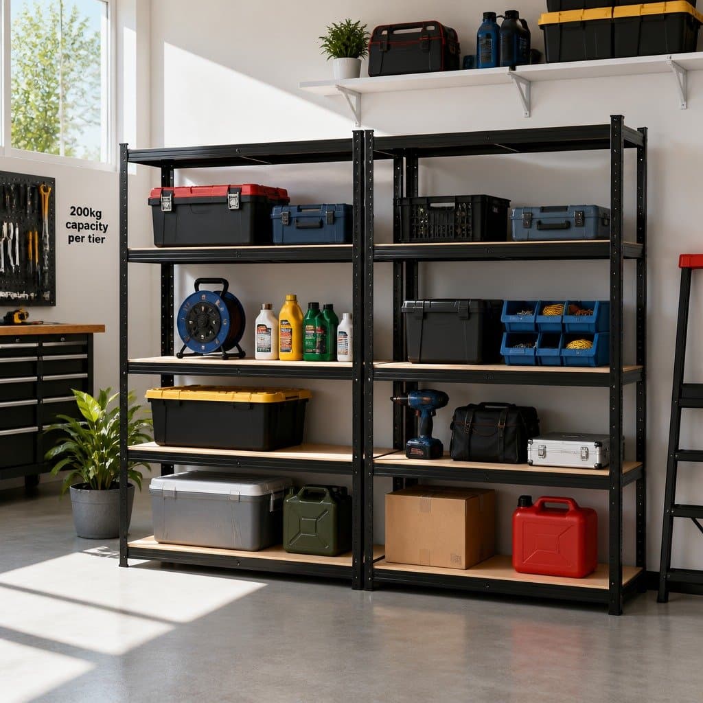 2x1.8M Black Garage Shelving Rack System