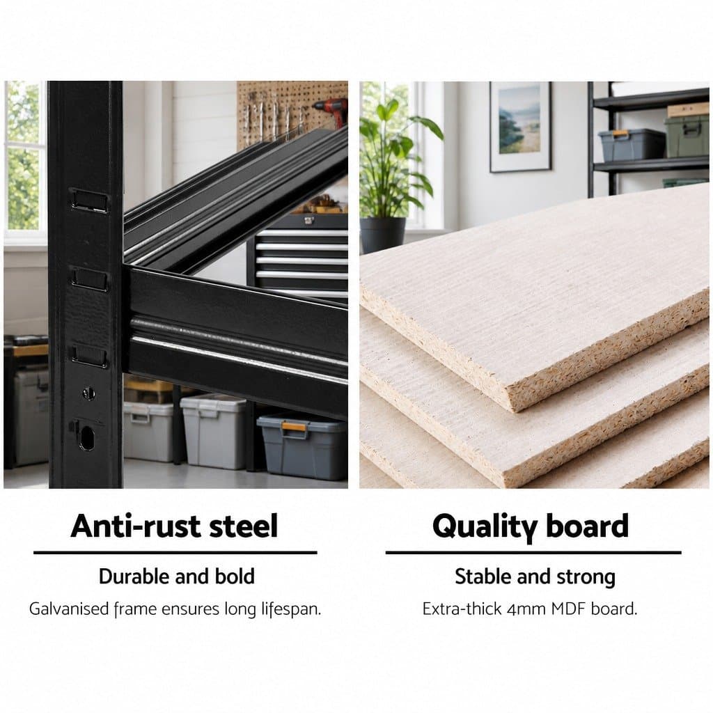 2x1.8M Black Garage Shelving Rack System