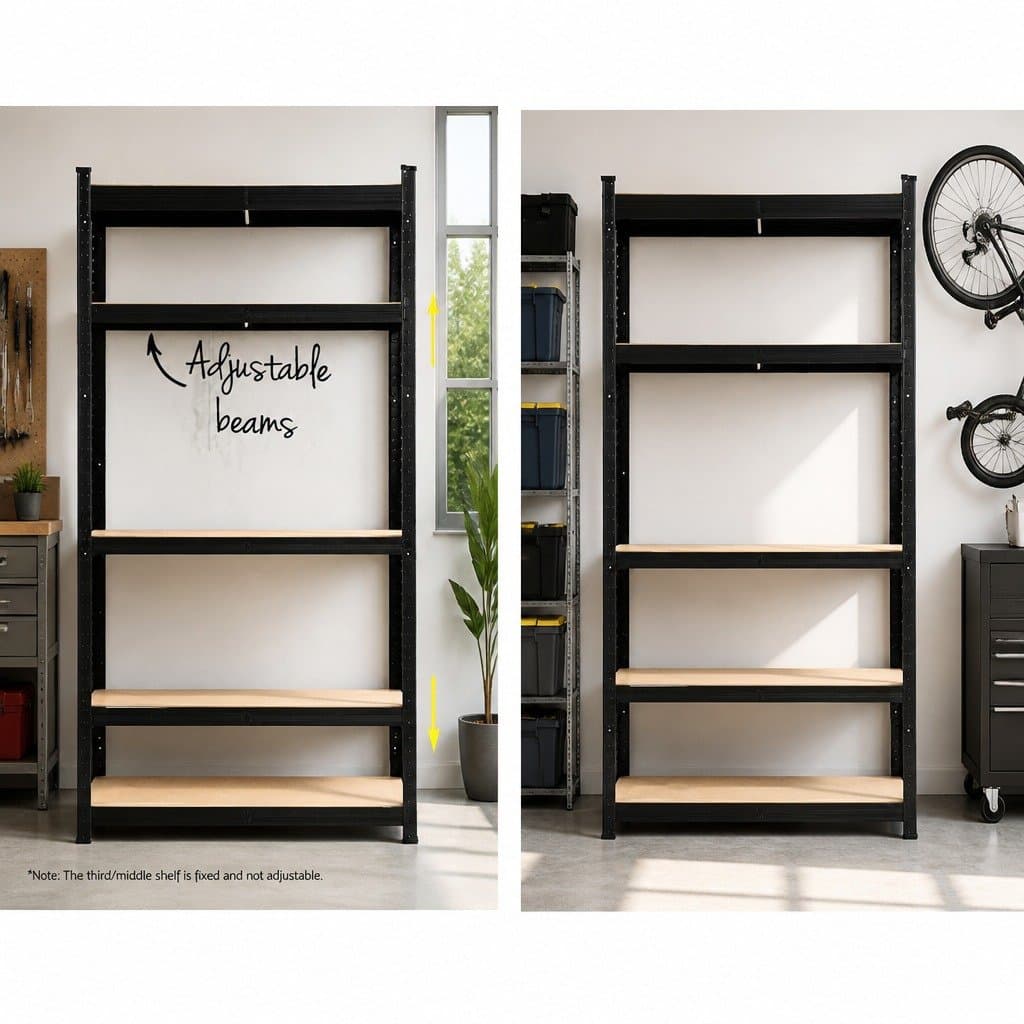 2x1.8M Black Garage Shelving Rack System