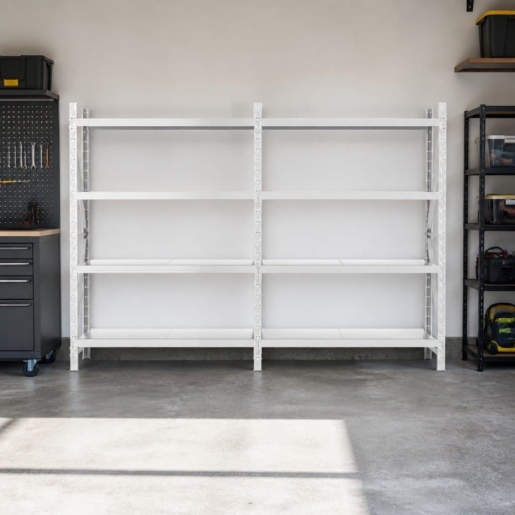 Garage Shelving Unit 3m x 2m Warehouse Rack Storage Shelves Workshop Shed White
