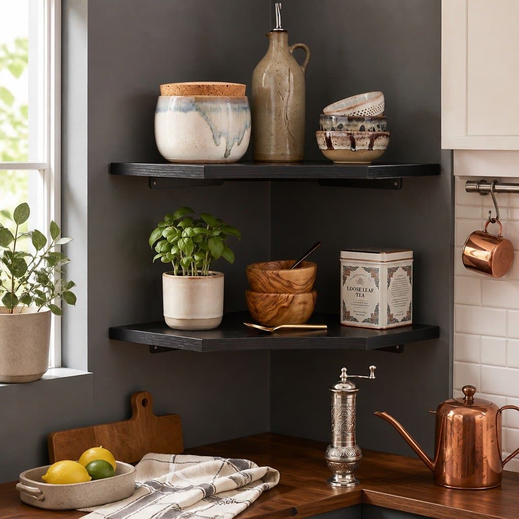 Wall Mounted Corner Shelves Set for Storage