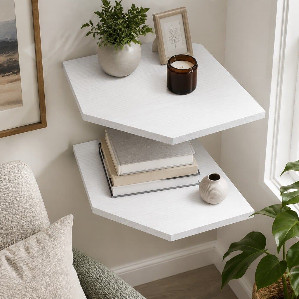 Floating Corner Shelves 2 Pcs Wall-Mounted Storage