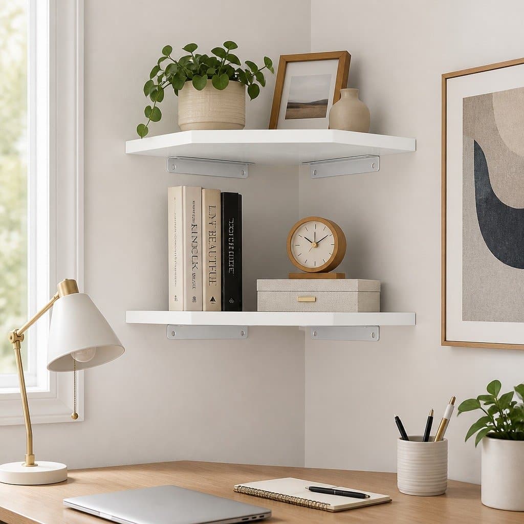 Floating Corner Shelves 2 Pcs Wall-Mounted Storage