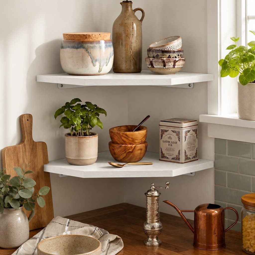 Floating Corner Shelves 2 Pcs Wall-Mounted Storage
