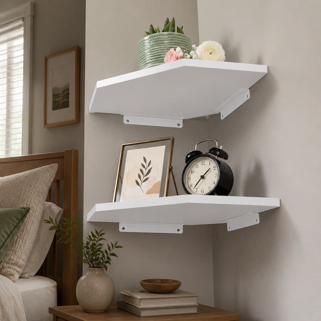 Floating Corner Shelves 2 Pcs Wall-Mounted Storage