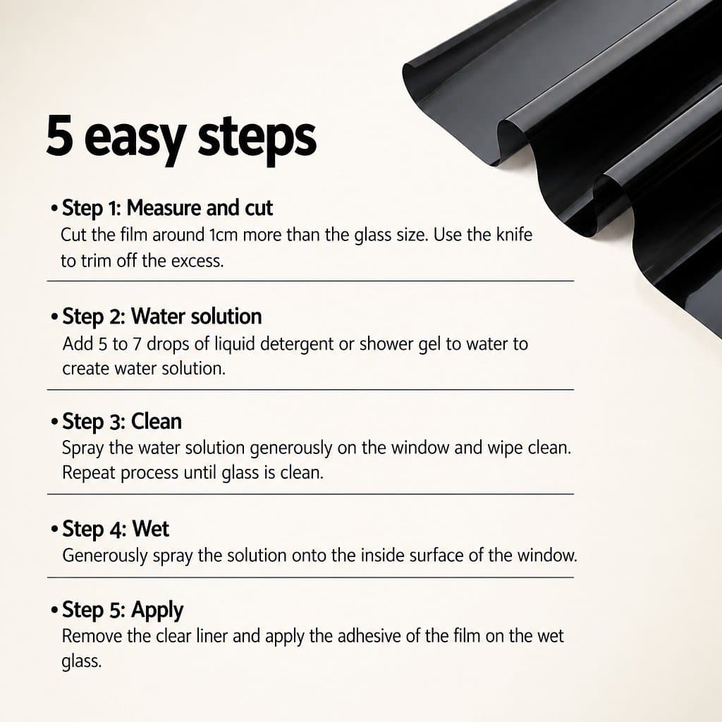 Black Window Tint Film 76cm x 7m for Auto & Home