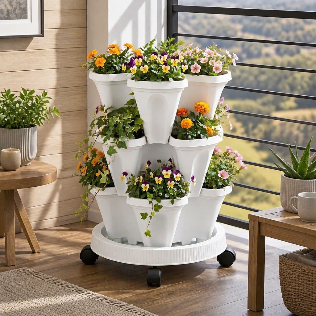 3-Tier Stackable Planter Tower for Herbs and Strawberries