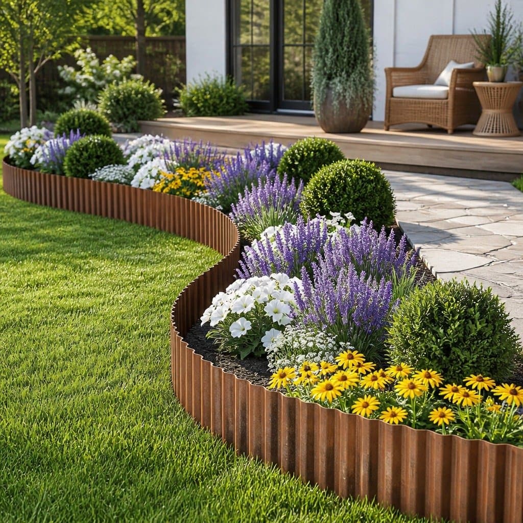 10ft Flexible Metal Garden Edging for Lawn Borders