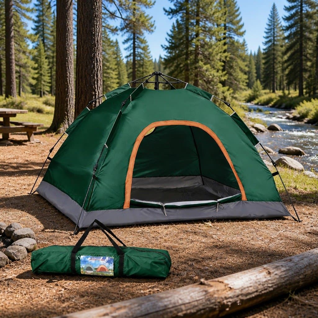 2–3 Person Auto Pop Up Camping Tent in Green