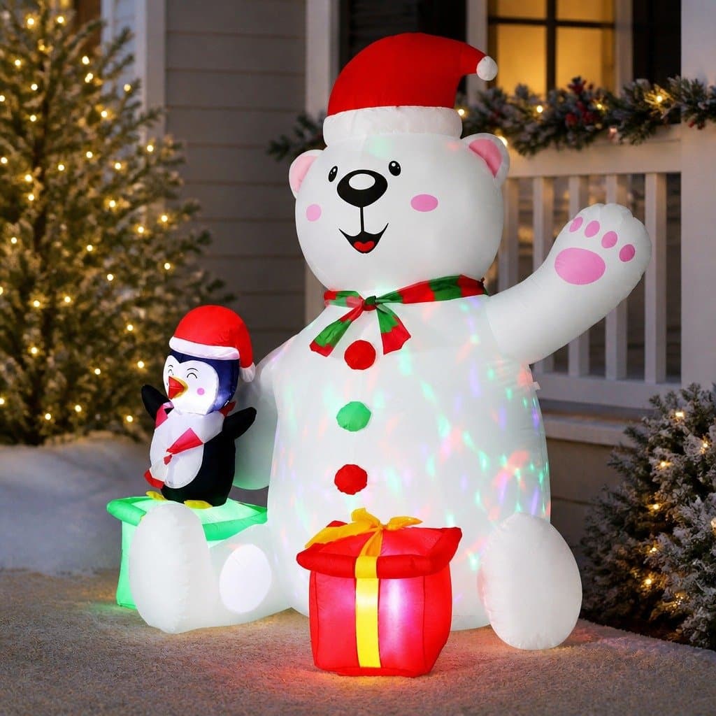 Christmas Inflatable Bear 1.8M with LED Lights