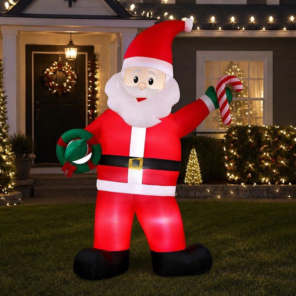 3.8m Tall Inflatable Santa with LED Lights for Outdoors