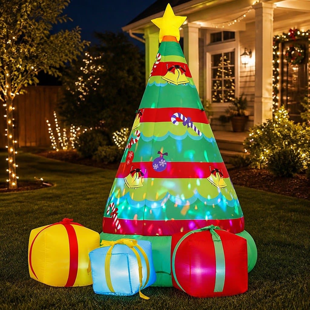 2.2M Christmas Inflatable Gift Tree with Lights