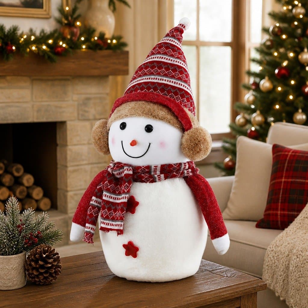 60cm Plush Snowman Ornament for Holiday Decor