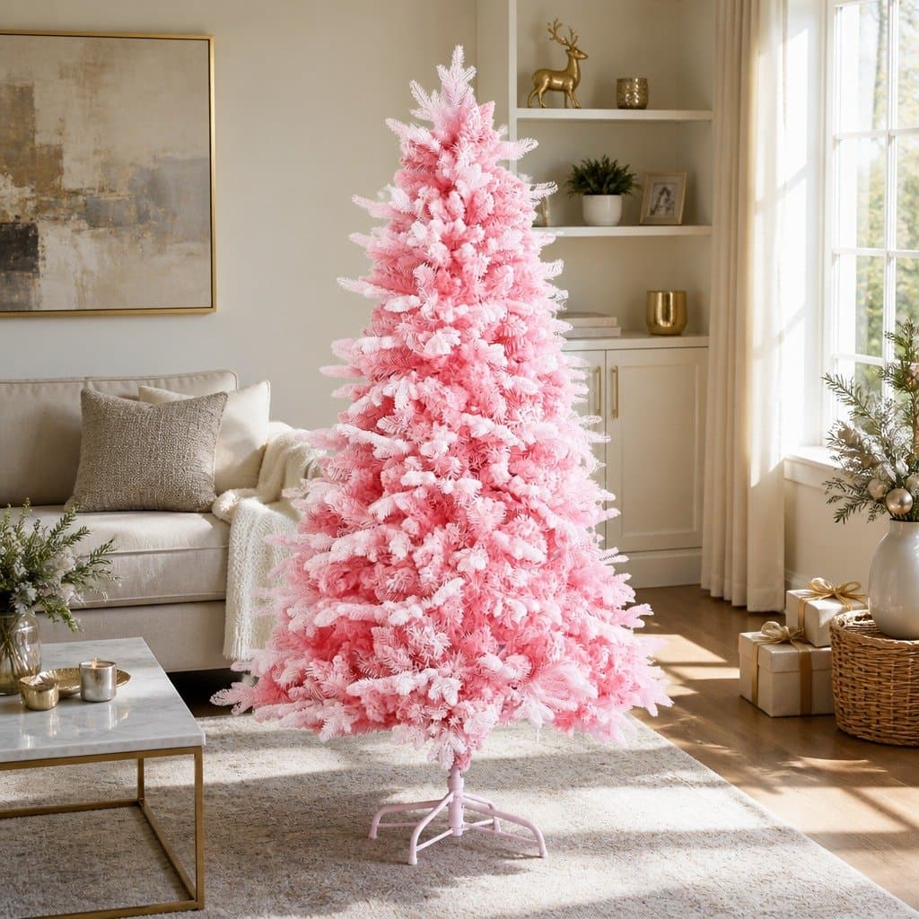 6FT Pink Christmas Tree with Snow-Flocked Tips