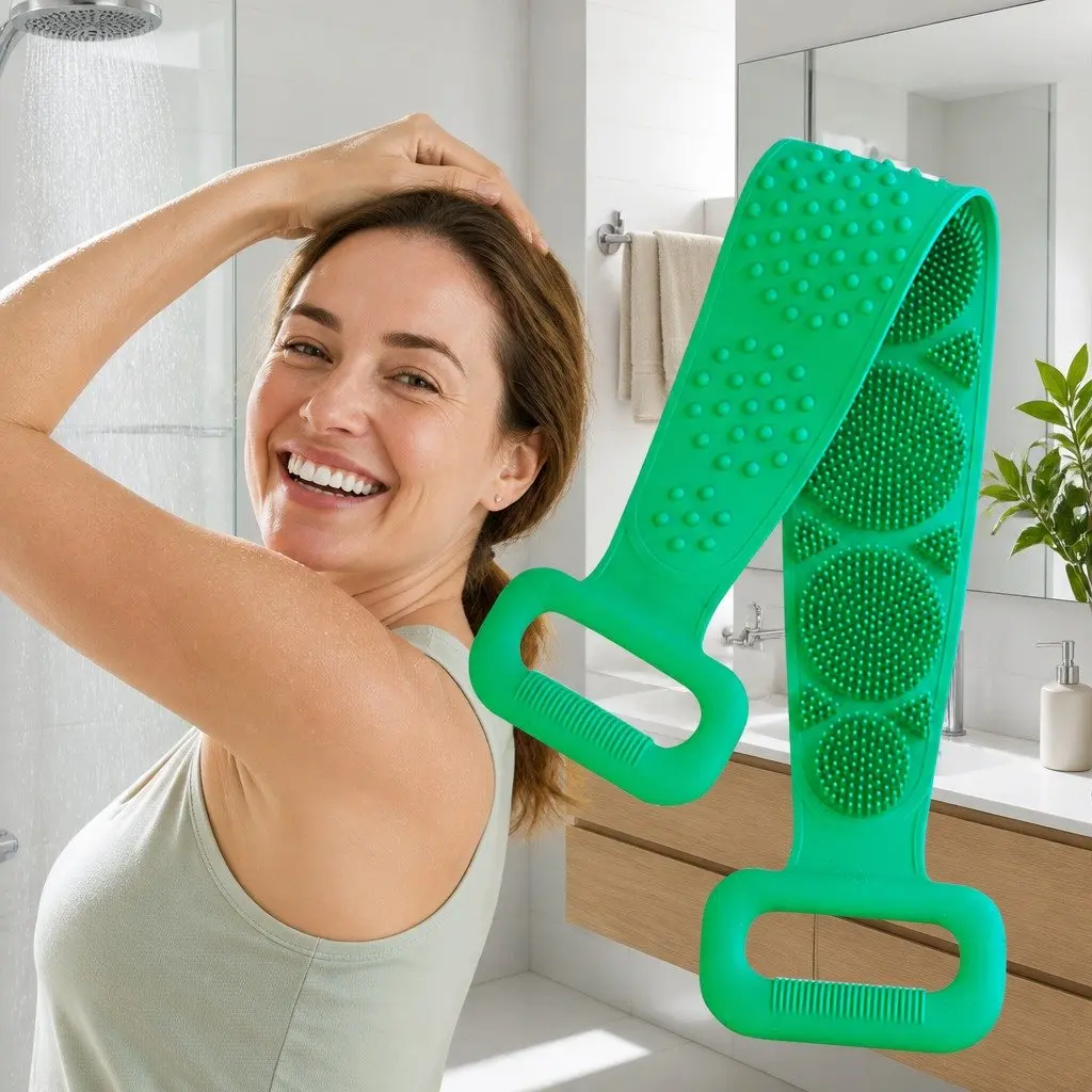 Exfoliating Back Scrub Strap Shower Tool Green 60cm