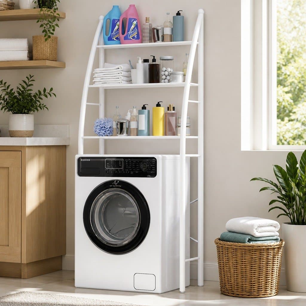 Over Toilet Storage Rack 3 Tier Shelf Stand Bathroom Organiser Steel White