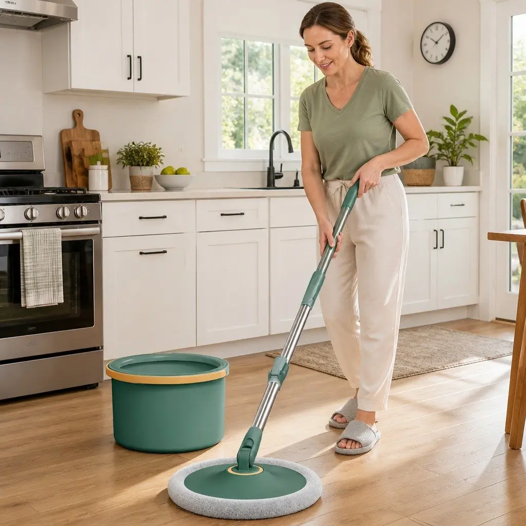 Green Rotary Flat Mop for Effective Cleaning