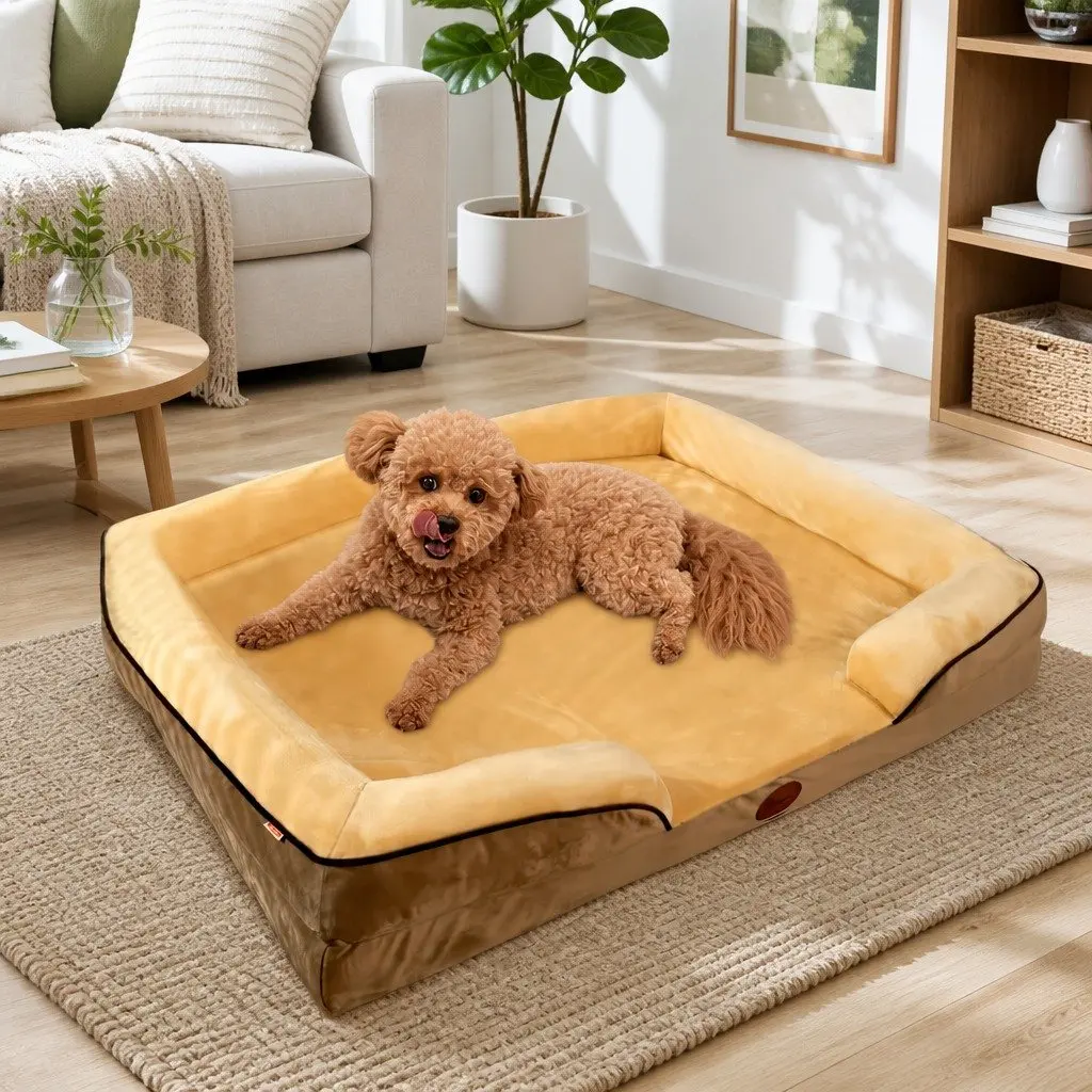 Three-Sided Dog Sofa Bed with Cushions