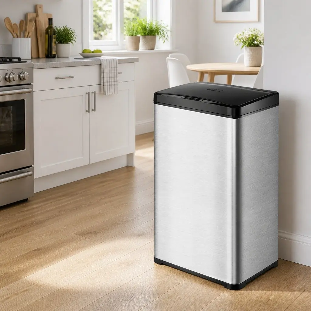Stainless Steel 42L Motion Sensor Trash Can with Lid