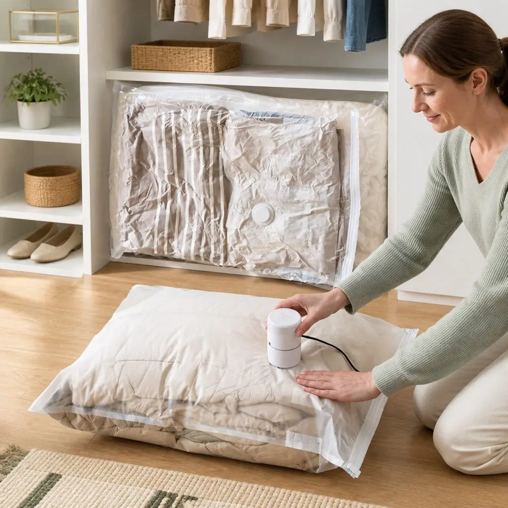 Vacuum Compression Storage Bag for Clothing & Quilts