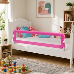 Pink Foldable Toddler Safety Bed Rail 150 x 42 cm