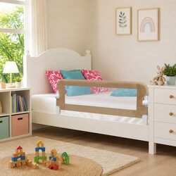 Toddler Safety Bed Rail Taupe 102x42 cm Foldable Protection Guard for Kids