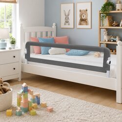 Toddler Safety Bed Rail Grey Foldable Protective Guard Children Sleep 150x42cm