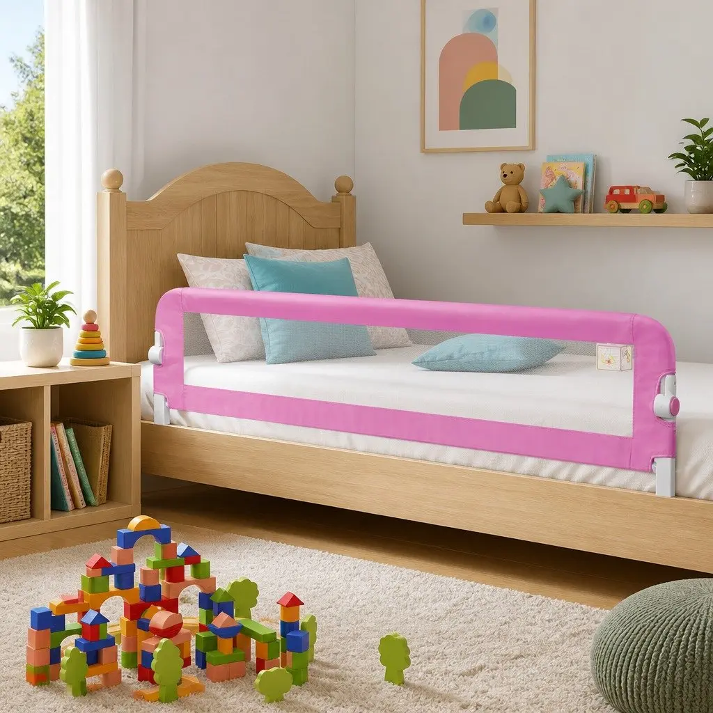 Pink Toddler Safety Bed Rail 180x42cm Durable Guard