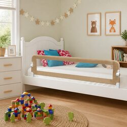 Toddler Safety Bed Rail Taupe 180x42cm Foldable Guard Protection Infant Sleep