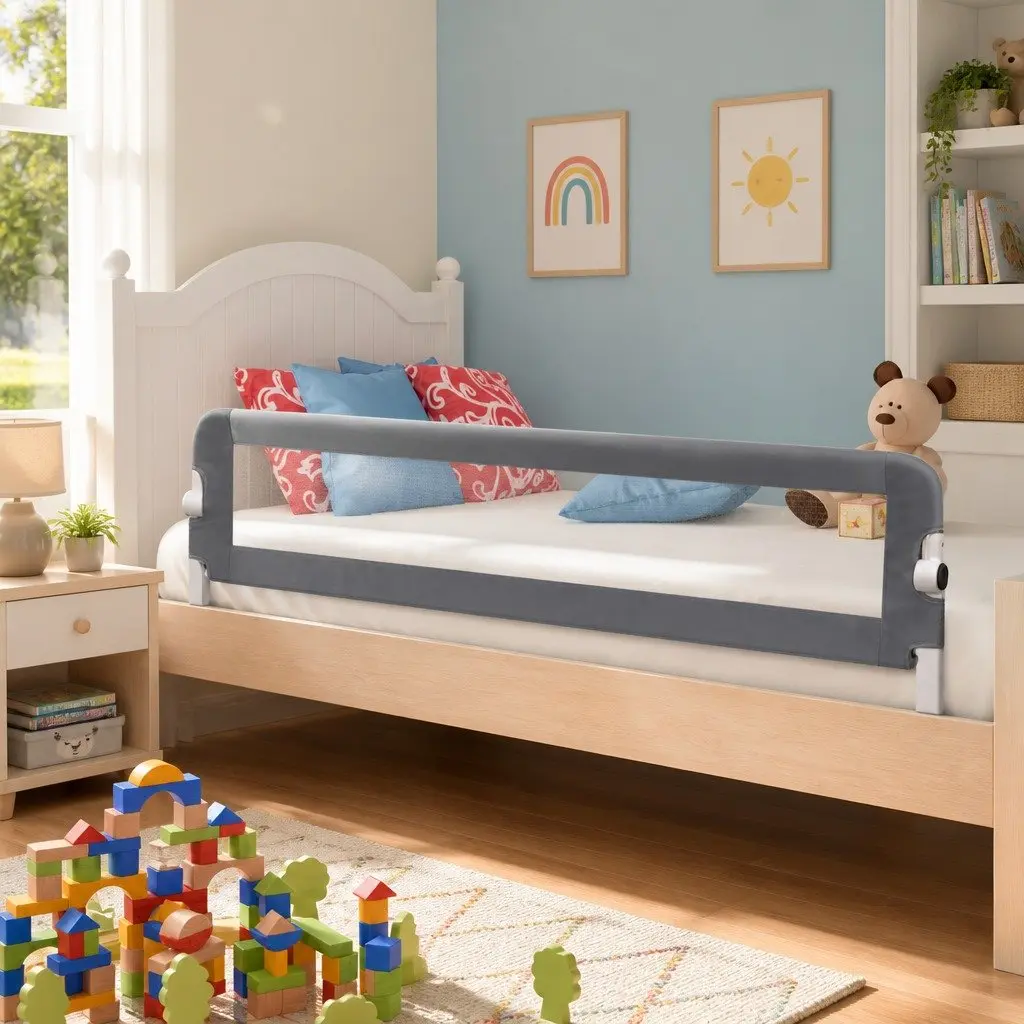 Grey Foldable Toddler Safety Bed Rail 120x42cm