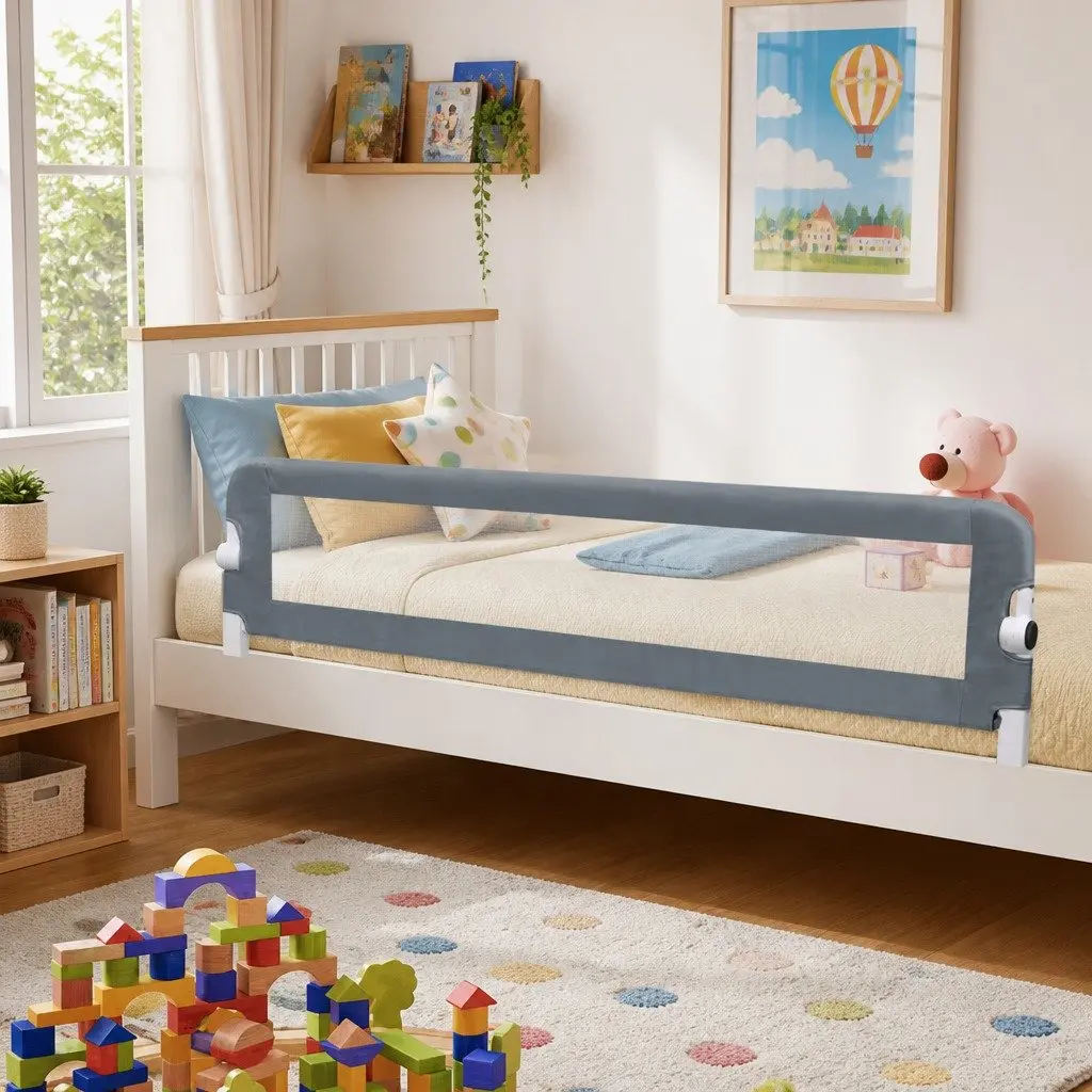 Toddler Safety Bed Rail in Grey 180x42 cm